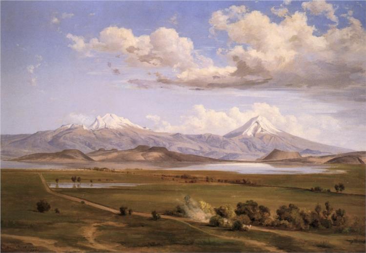 Camino a Chalco con los volcanes, 1891 - Хосе Марія Веласко