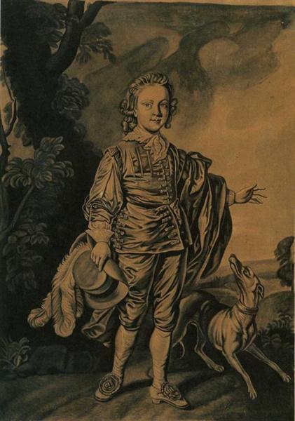 Boy with Plumed Hat and Greyhound, 1750 - Джозеф Райт