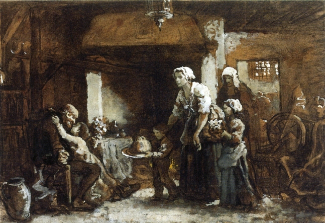 A Party for Grandfather (sketch), 1864 - Жуль Бретон