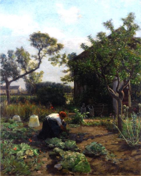 A Young Woman in the Artist's Garden, Courrières, 1862 - Жюль Бретон