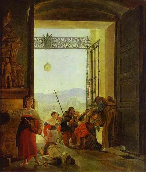 Пилигримы в дверях Латеранской базилики, 1825 - Карл Брюллов
