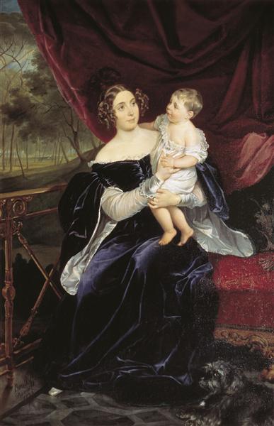 Portrait of Countess O. I. Orlova-Davydova and Her Daughter, 1834 - Карл Брюллов