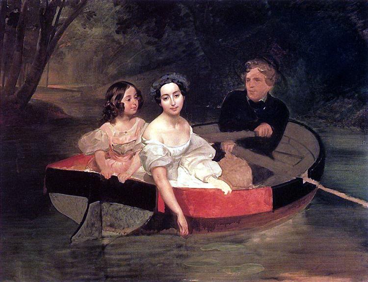 Self-portrait with Baroness Ye. N. Meller-Zakomelskaya and a Girl in a Boat, 1833 - 1835 - Karl Bryullov