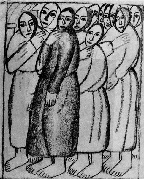 Крестьянки в церкви, 1912 - Казимир Малевич