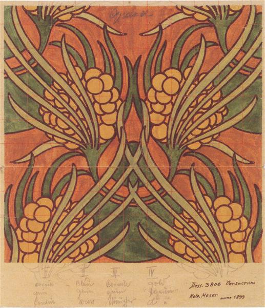 Fabric design for Backhausen, 1899 - Коломан Мозер