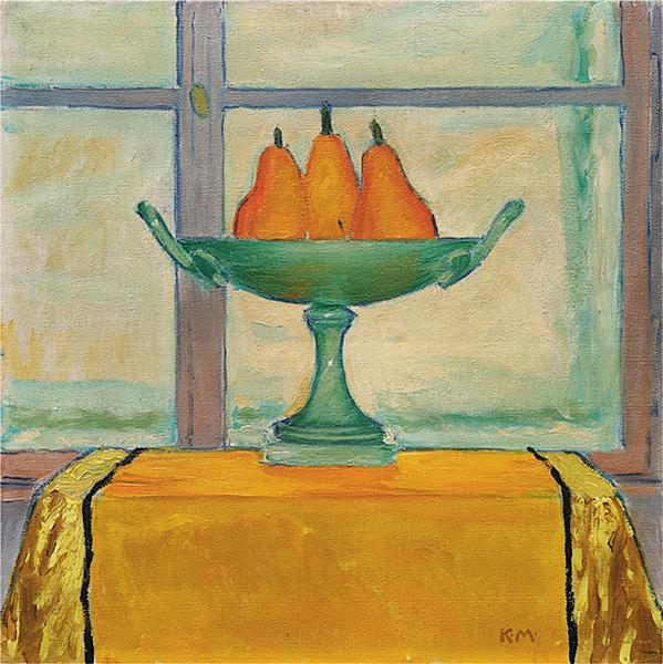 Fruit bowl with three red and yellow pears - Koloman Moser