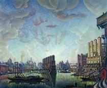 Port of imaginary city - Konstantin Bogaevsky