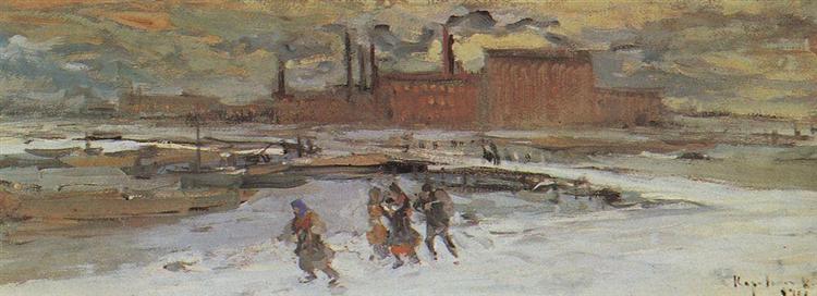 Пейзаж с фабричными строениями. Москва, 1908 - Константин Коровин