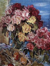 Розы на фоне моря - Константин Коровин
