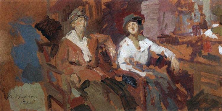 Two in a chair, 1921 - Костянтин Коровін