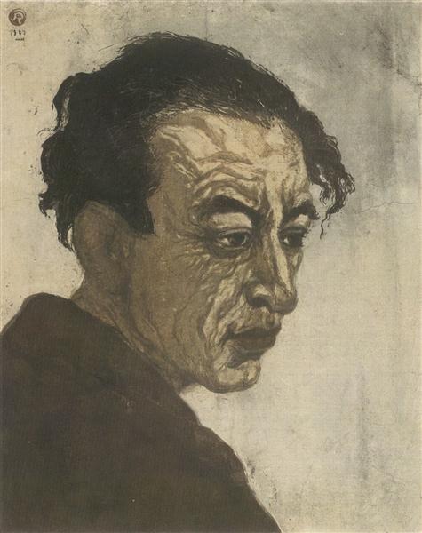 Portrait of Sakutarō Hagiwara, 1943 - 恩地孝四郎