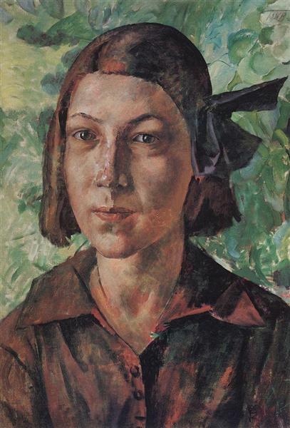 The girl in the garden, 1927 - Kuzma Petrov-Vodkin