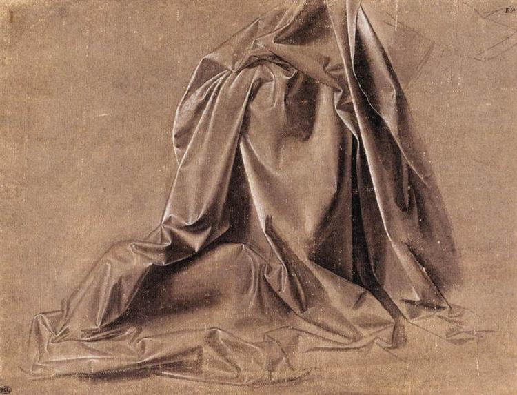 Drapery for a seated figure, 1470 - Léonard de Vinci