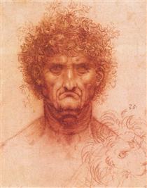 Old man with ivy wreath and lion's head - Léonard de Vinci