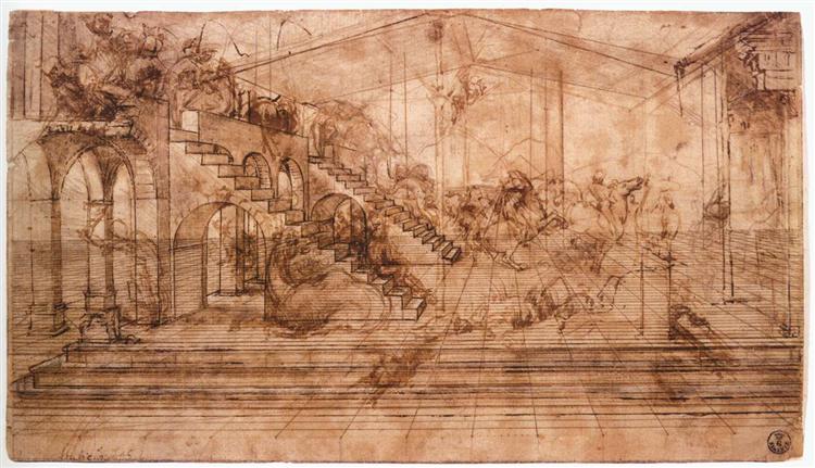Perspectival study of the Adoration of the Magi, c.1481 - Leonardo da Vinci