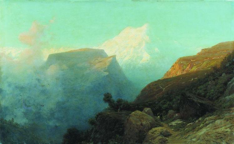 Mist in the mountains. Caucasus., 1878 - Лев Лагоріо