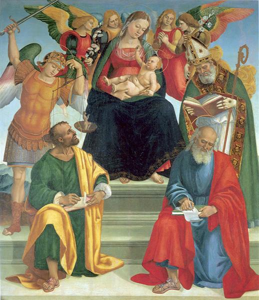 Madonna and Child with Saints and Angels, 1510 - 盧卡·西諾萊利