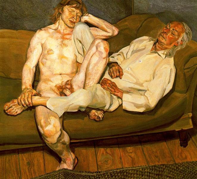 Naked Man with his Friend, c.1978 - c.1980 - Луціан Фройд