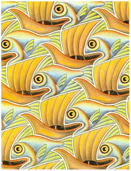 Fish & Boat, 1948 - Мауриц Корнелис Эшер