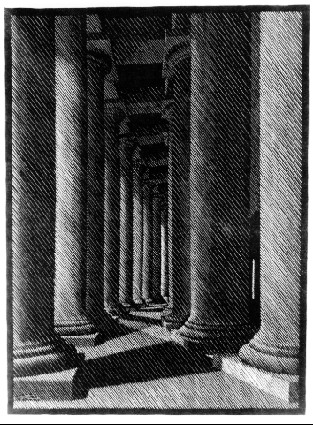 Nocturnal Rome, Colonade of St. Peter's, 1934 - M.C. Escher
