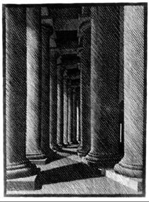 Nocturnal Rome, Colonade of St. Peter's - M.C. Escher