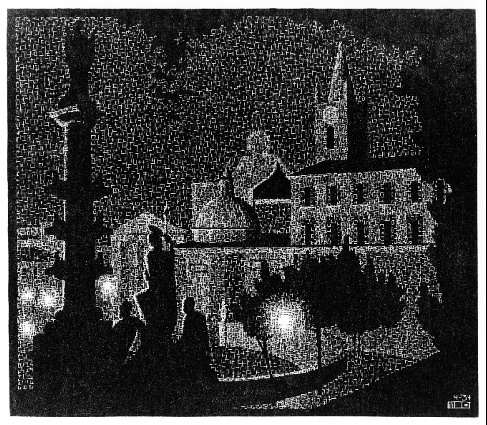 Nocturnal Rome, Santa Maria del Popolo, 1934 - Мауріц Корнеліс Ешер