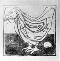 Hen with Egg - M. C. Escher