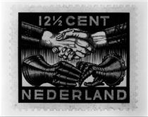 Design for Dutch Pease postage stamp (March 1932) - M.C. Escher