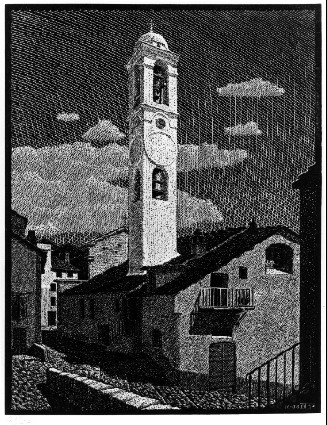 Church at Corte, Corsica, 1933 - Maurits Cornelis Escher