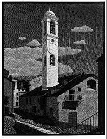 Church at Corte, Corsica - M. C. Escher