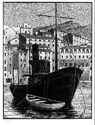 Tugboat, Old Harbor of Bastia (January 1934), 1934 - Мауриц Корнелис Эшер