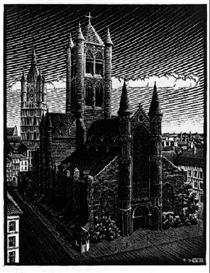 St. Bavo's, Ghent (July 1934) - Maurits Cornelis Escher