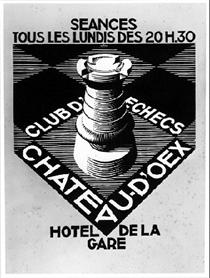 Advertisement. Chess Club Chateau d'Oex (July 1936) - M. C. Escher
