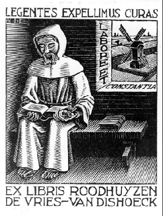 Bookplate D.H. Roodhuyzen de Vires van Dishoeck (June 1942), 1942 - Maurits Cornelis Escher