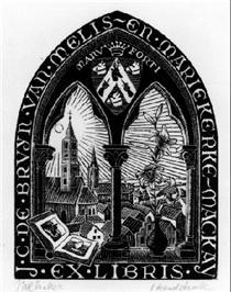 Bookplate J.C.de Bruyn van Melis (June 1946) - Maurits Cornelis Escher