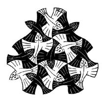 7 Black and 6 White Fishes - M. C. Escher