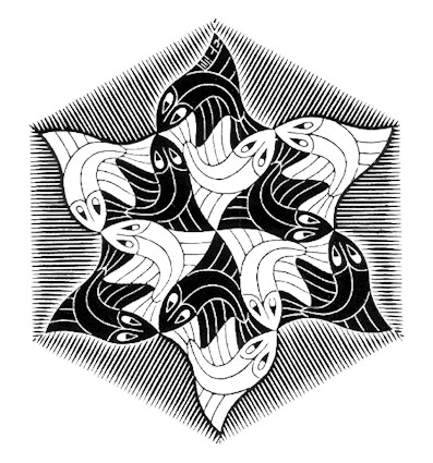 Hexagonal Fish Vignette, 1955 - 艾雪