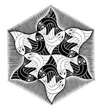 Hexagonal Fish Vignette - M. C. Escher