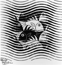 Fishes in Waves - Maurits Cornelis Escher
