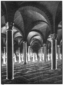 Procession in Crypt - M.C. Escher