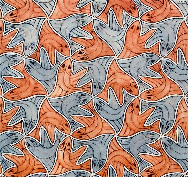 Symmetry Watercolor 94 Fish, 1955 - 艾雪