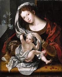 Madonna and Child playing with the veil - Jan Gossaert