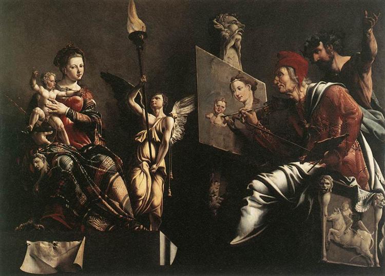 St Luke Painting the Virgin and Child, 1532 - Мартен ван Гемскерк