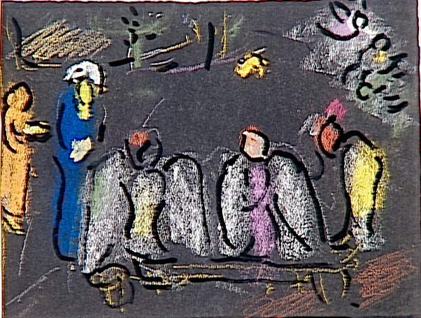 Авраам и три ангела, c.1964 - Марк Шагал