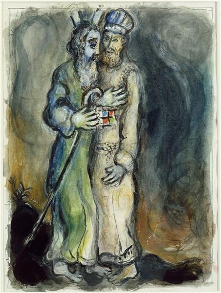 God sends Aaron to meet Moses in the desert, c.1966 - Marc Chagall