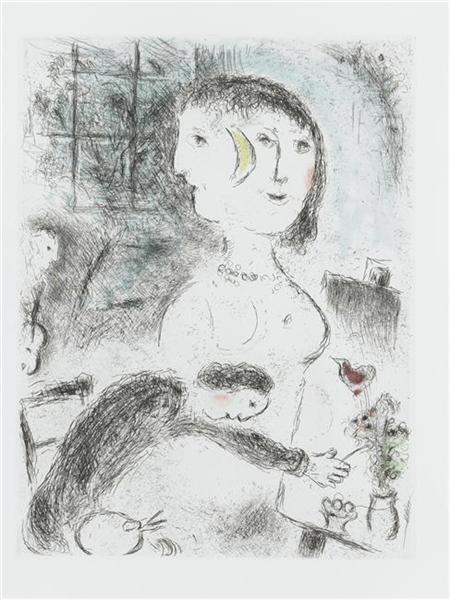 Illustration for Louis Aragon's work "One who says things without saying anything", 1976 - Marc Chagall