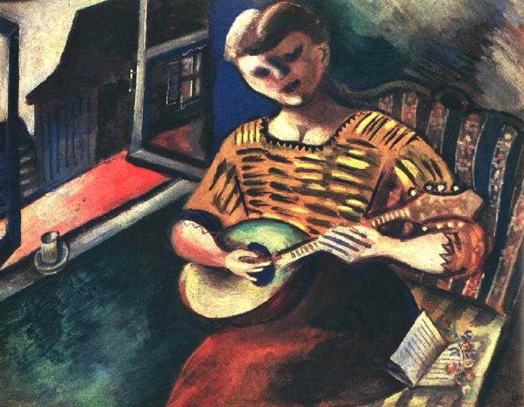 Lisa with a Mandolin, 1914 - Марк Шагал