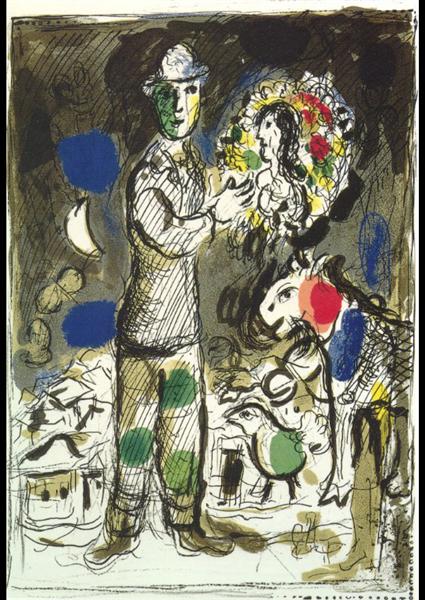 Peasant with bouquet, 1968 - Marc Chagall