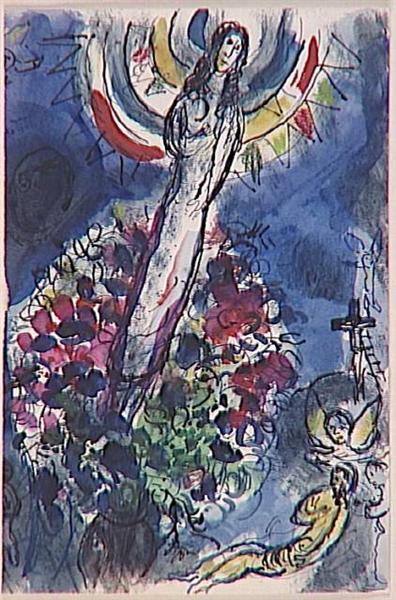 Этюд для витража церкви Всех Святых в Тадели, 1975 - Марк Шагал