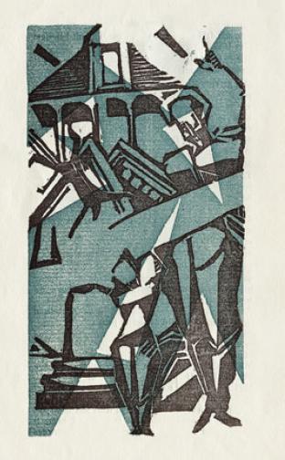 Illustration for Tristan Tzara's "La Première aventure céleste de Monsieur Antipyrine", 1916 - Marcel Janco